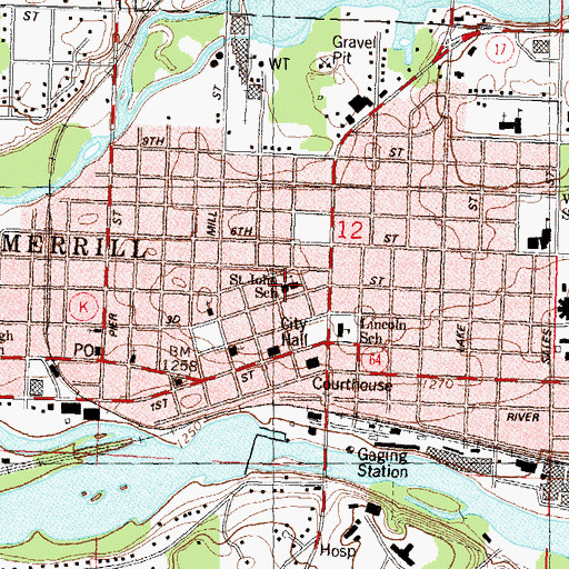 Topographic Map of Saint Johns Lutheran Church, WI