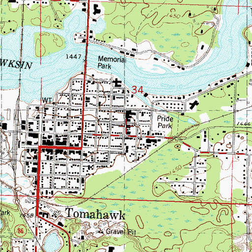 Topographic Map of Saint Marys Roman Catholic Church, WI