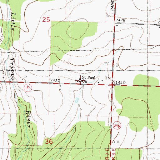Topographic Map of Saint Paul Church, WI