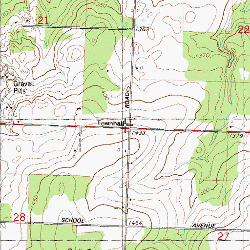 Topographic Map of Scott Townhall, WI