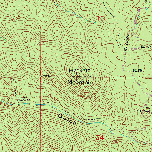Topographic Map of Hackett Mountain, CO