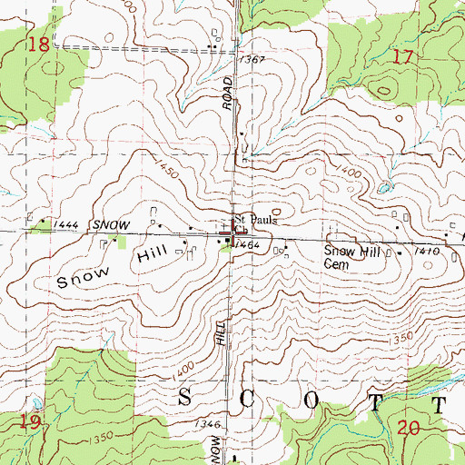 Topographic Map of Snow Hill School (historical), WI