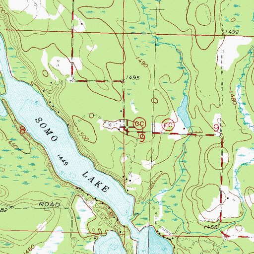 Topographic Map of Somo Lake School (historical), WI