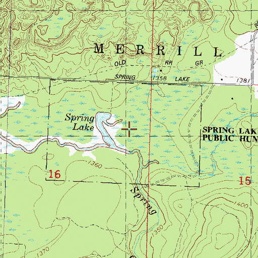 Topographic Map of Spring Lake State Public Hunting and Fishing Area, WI