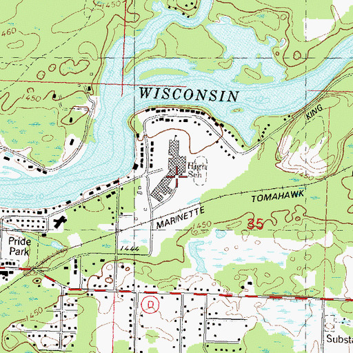 Topographic Map of Tomahawk High School, WI