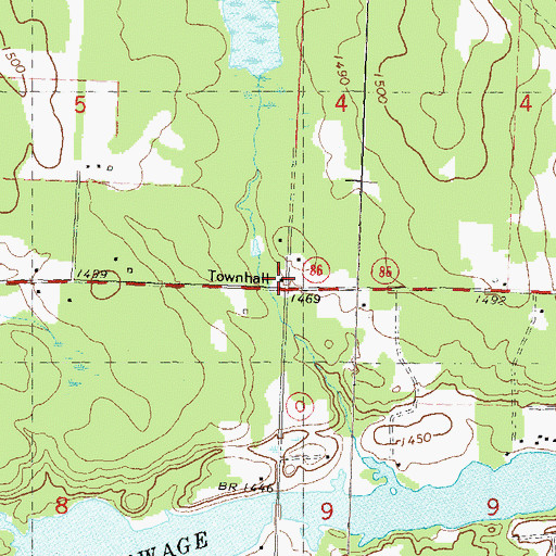 Topographic Map of Tomahawk Townhall, WI