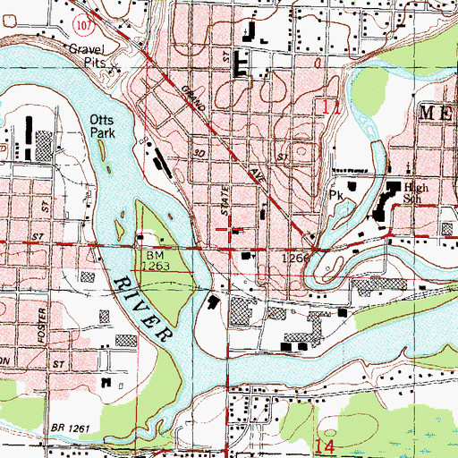 Topographic Map of Trinity Evangelical Lutheran Church, WI