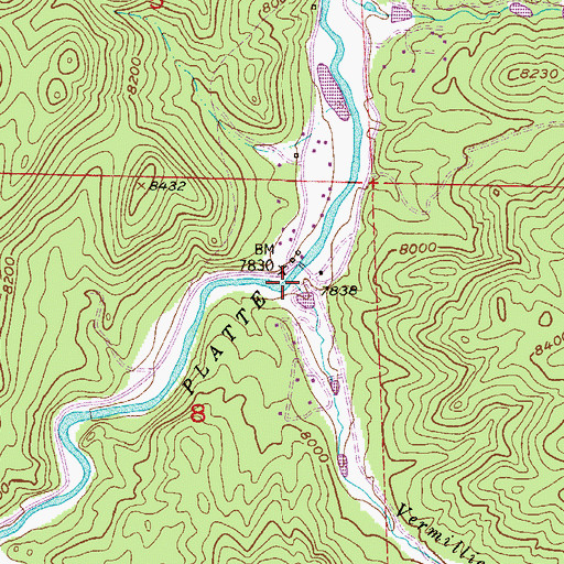 Topographic Map of Vermillion Creek, CO