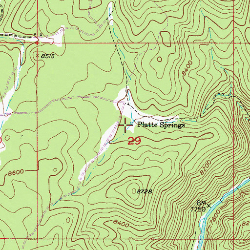 Topographic Map of Platte Springs, CO