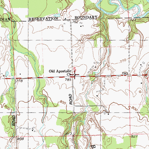 Topographic Map of Old Apostolic Church, WI