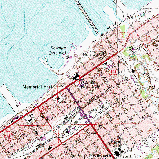 Topographic Map of Sacred Heart Convent, WI