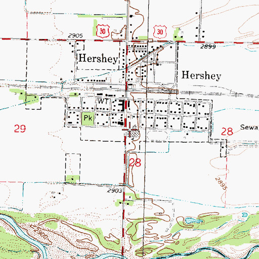 Topographic Map of Hershey Public Schools, NE