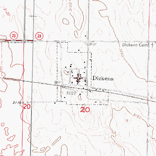 Topographic Map of Dickens Fire Department, NE
