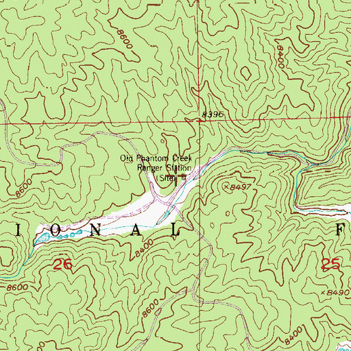 Topographic Map of Old Phantom Creek Ranger Station, CO