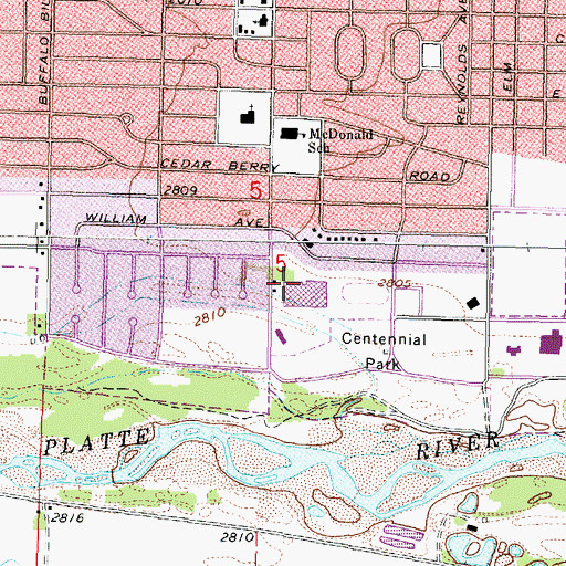 Topographic Map of North Platte Recreation Center, NE