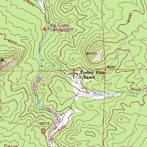 Topographic Map of Turkey Rock Ranch, CO