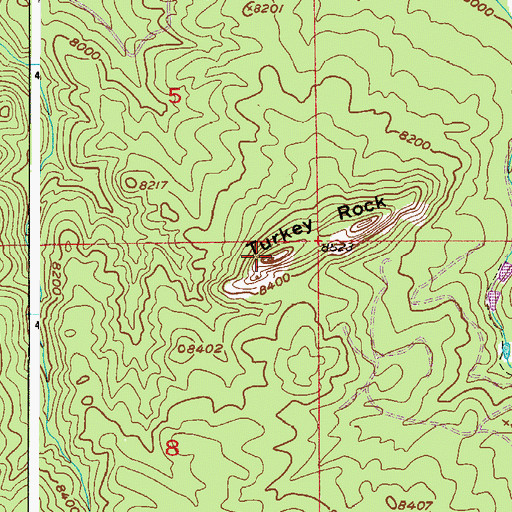 Topographic Map of Turkey Rock, CO