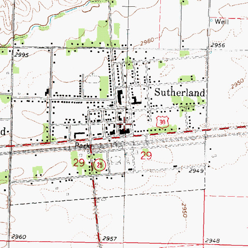 Topographic Map of Sutherland Volunteer Fire and Rescue, NE