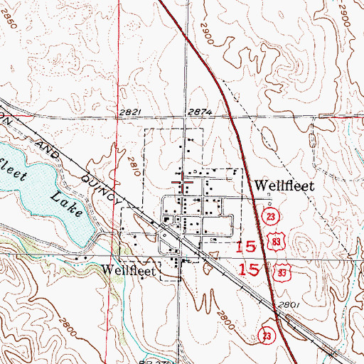 Topographic Map of Maywood Wellfleet Volunteer Fire Department, NE