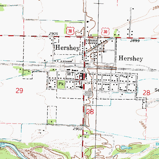 Topographic Map of Hershey Post Office, NE