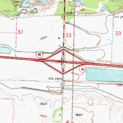 Topographic Map of Interchange 164, NE