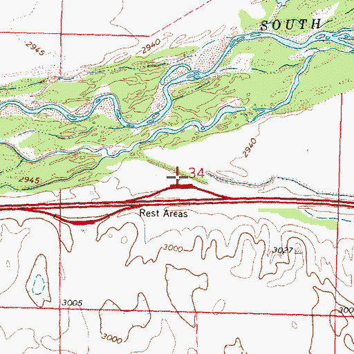 Topographic Map of Sutherland Rest Area - Westbound, NE