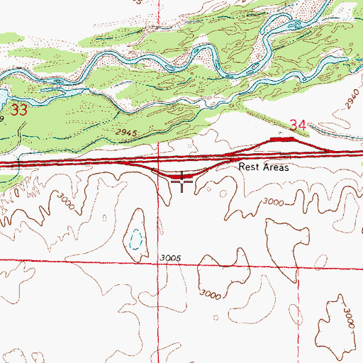 Topographic Map of Sutherland Rest Area - Eastbound, NE