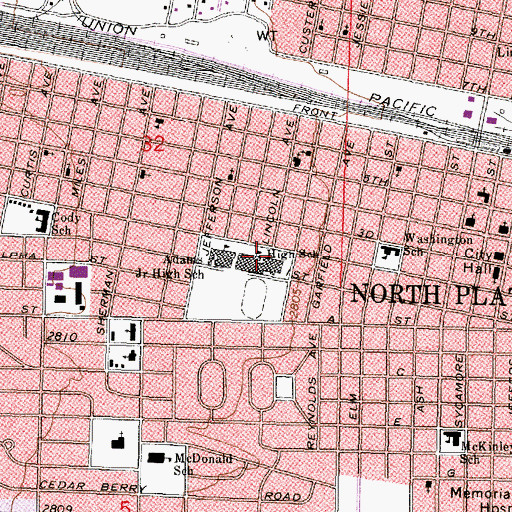 Topographic Map of North Platte High School, NE