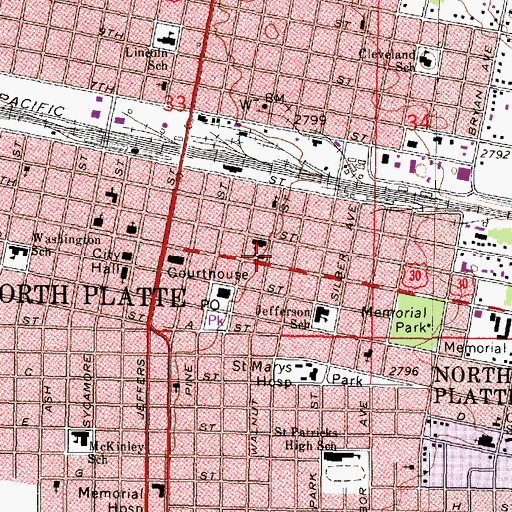 Topographic Map of McDaid Elementary School, NE