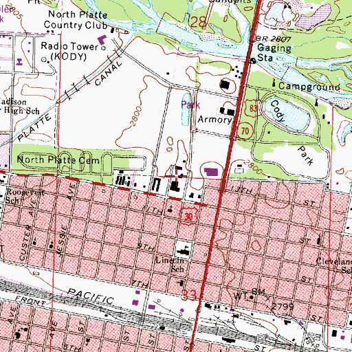 Topographic Map of North Platte Fire Department Station 2, NE