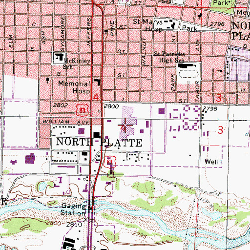 Topographic Map of The Mall, NE