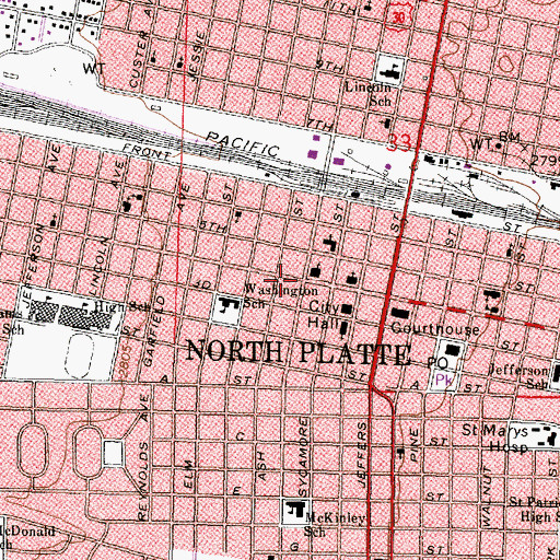 Topographic Map of Linden Manor Nursing Home, NE
