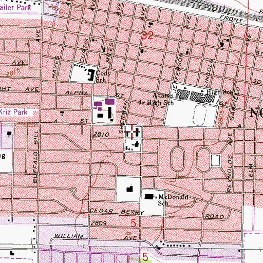 Topographic Map of First Baptist Church, NE