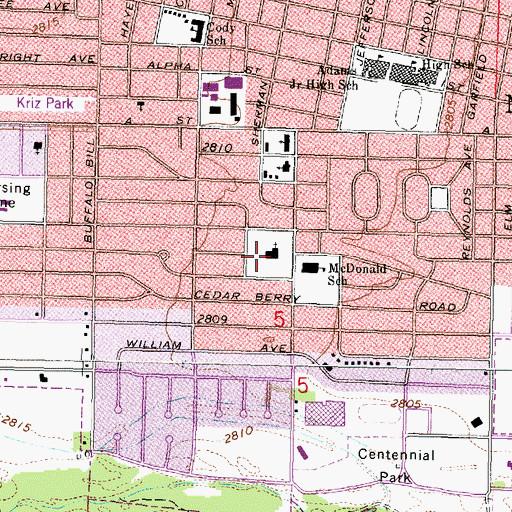 Topographic Map of First United Methodist Church, NE