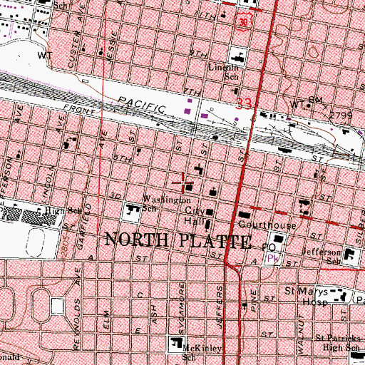 Topographic Map of First Presbyterian Church, NE