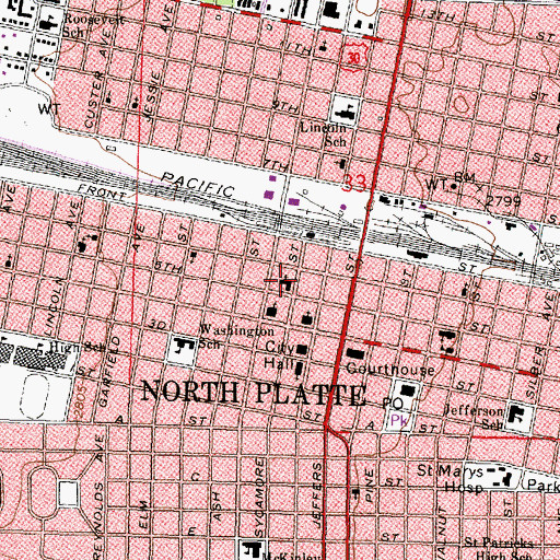 Topographic Map of First Evangelical Lutheran Church, NE