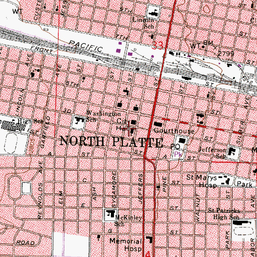 Topographic Map of First Christian Church, NE