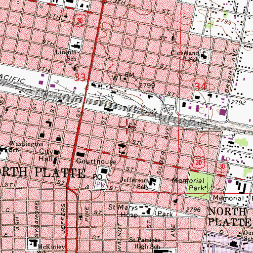 Topographic Map of Salvation Army Church, NE