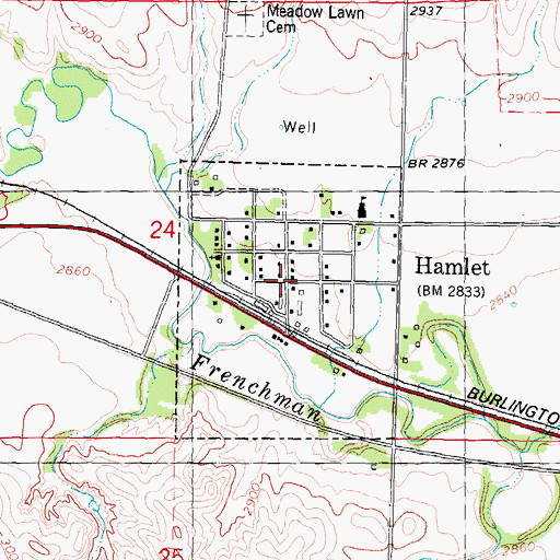 Topographic Map of Hamlet Post Office, NE