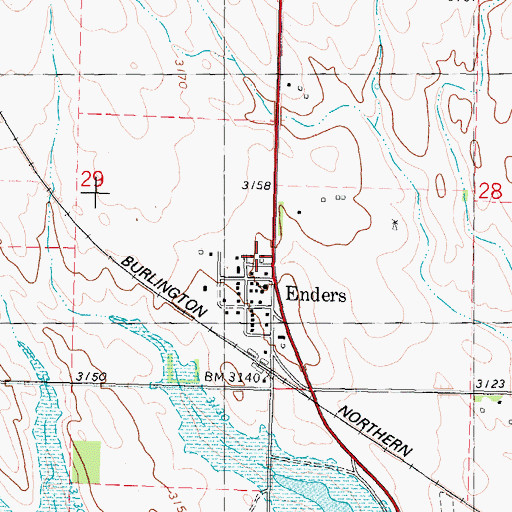 Topographic Map of Enders Post Office, NE