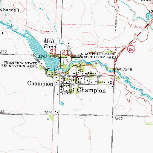 Topographic Map of Champion Post Office, NE