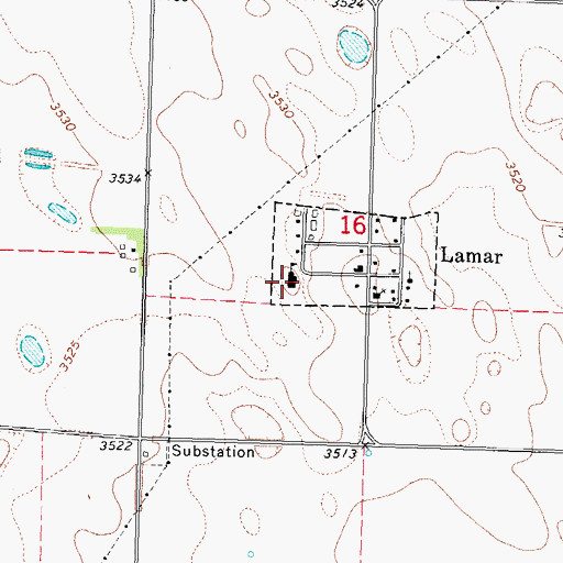 Topographic Map of Lamar Public School, NE