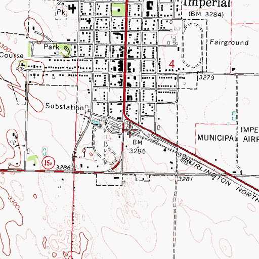 Topographic Map of Imperial, NE