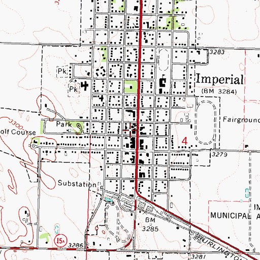 Topographic Map of Imperial Volunteer Fire Department, NE