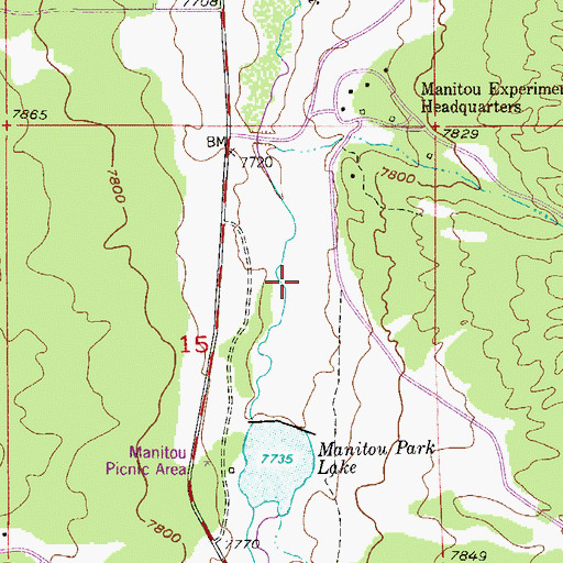 Topographic Map of Manitou Park Recreation Area, CO