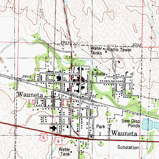 Topographic Map of Wauneta Post Office, NE