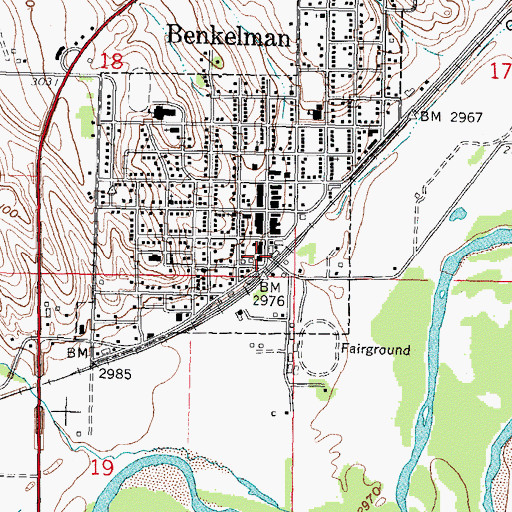 Topographic Map of Benkelman Elevators, NE