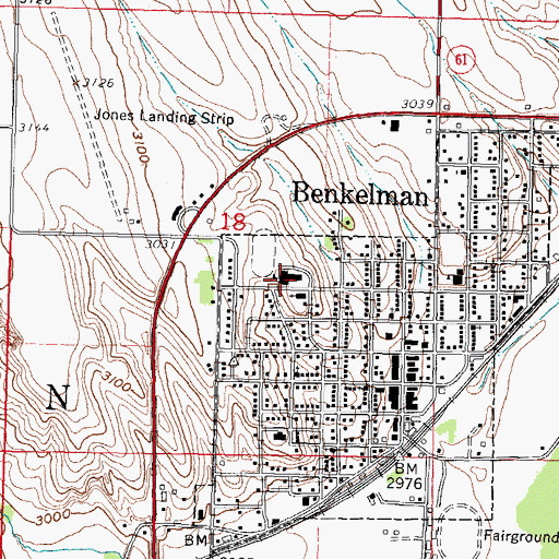 Topographic Map of Dundy County High School, NE