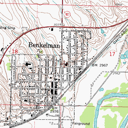 Topographic Map of Benkelman Elementary School, NE