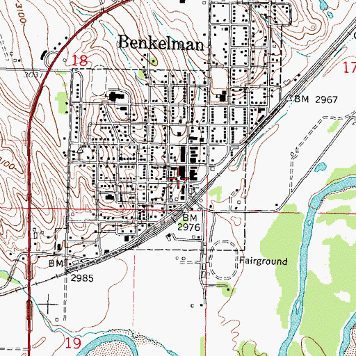 Topographic Map of Benkelman Post Office, NE